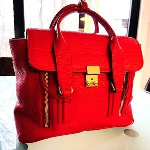 3.1 Phillip Lim Large Red Leather Pashli Satchel Tote